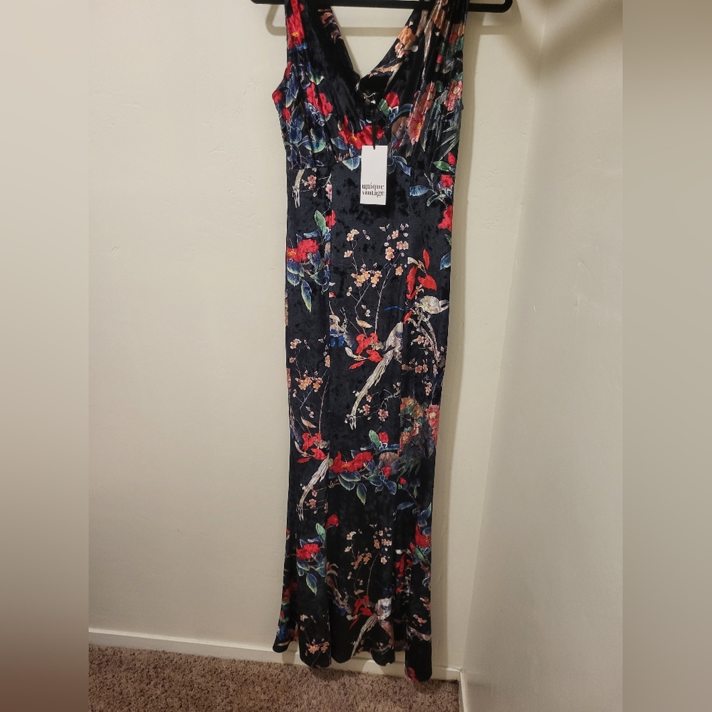 Unique Vintage black velvet dress.